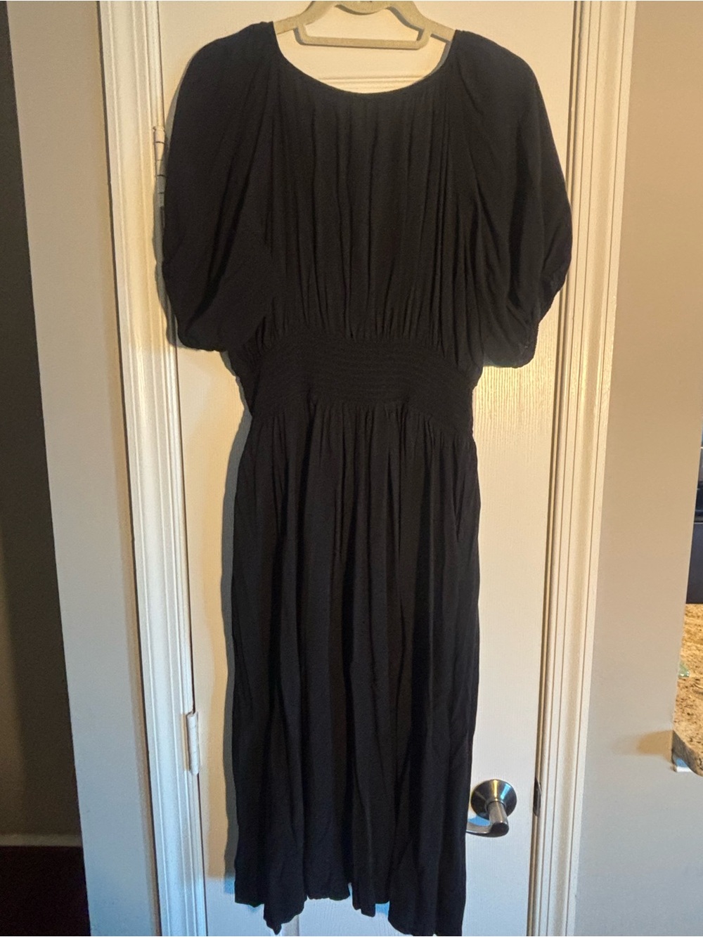 GAP Black Midi Dress with Puff Sleeves/ Daytime Dress / Classic Black Dress / XL - Picture 5 of 5